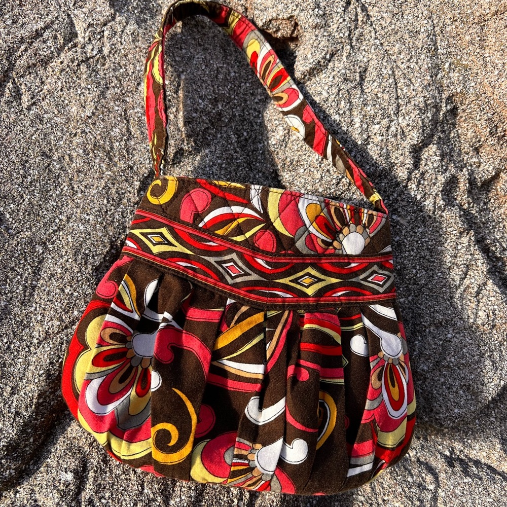 ⬇️💲Vera Bradley Small Quilted Pleated Cloth Purse W/Zipper Multi Puccini Pattern
